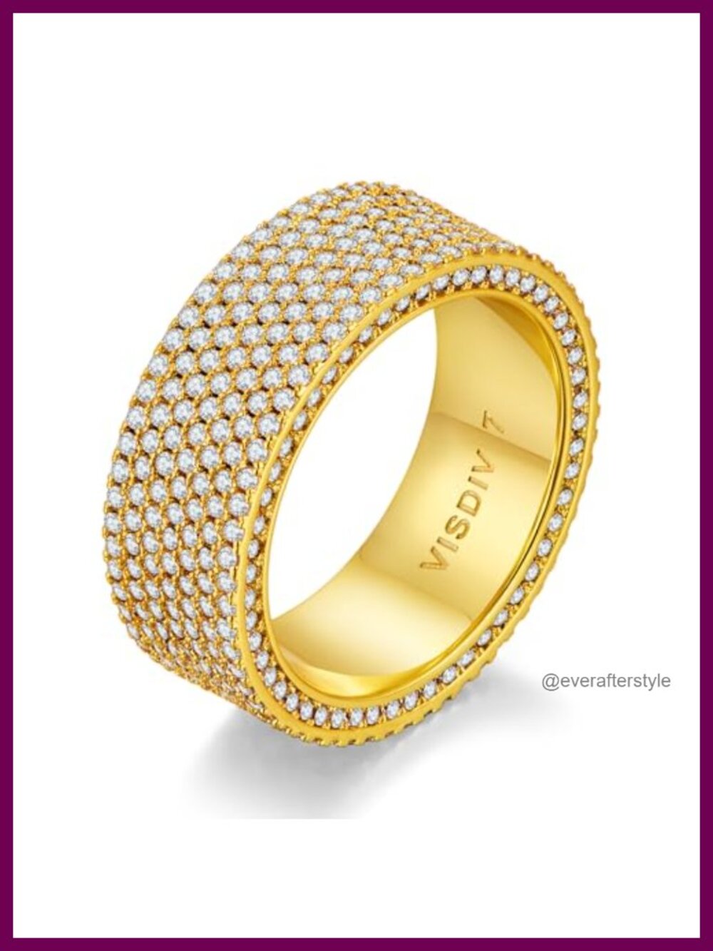 925 Sterling Silver 14k Gold Plated Wedding Ring Set 8mm CZ Eternity Band